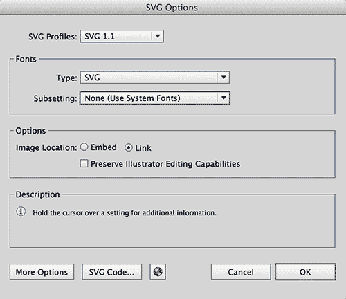 SVG文件的导出基本设置