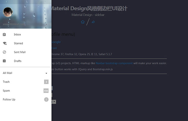 Material Design风格侧边栏UI效果-2